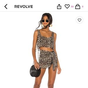 LPA revolve two piece matching sarong set leopard print, size XS top